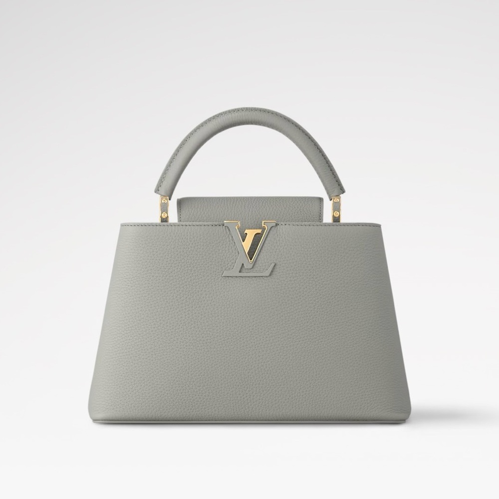 Louis Vuitton Gray Satchel with Gold Accents